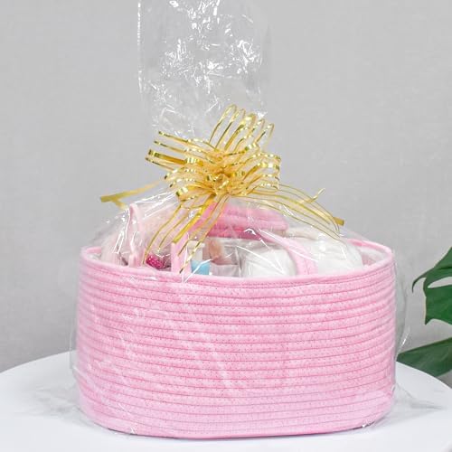 ABenkle Diaper Caddy Organizer, Boho Rustic Cotton Rope Nursery Baby Basket, Changing Table Organizer for Baby Diaper Storage and Baby Shower - Image 3