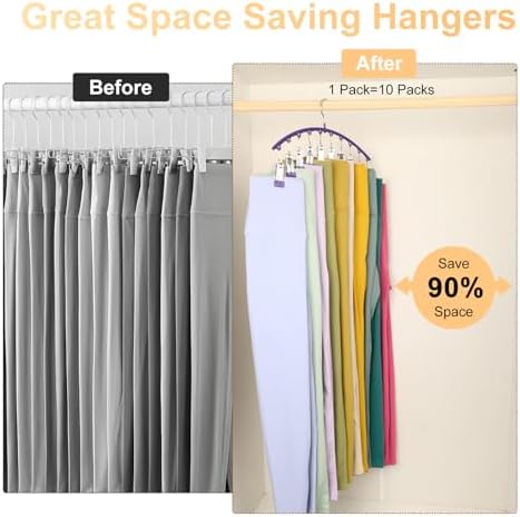 Volnamal Legging Organizer for Closet,2 Pack Metal Yoga Pants Hanger-Purple - Image 4