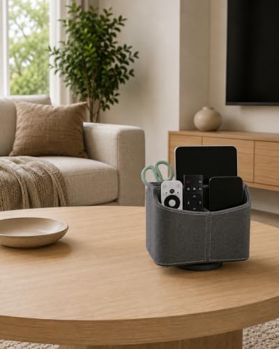 LAMOTI Remote Control Holder, 360° Rotating PU Leather Desk Organizer - Image 3