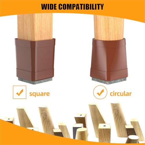 16Pcs Silicone Square Chair Leg Floor Protectors (1 1/4 Inch Brown) - Image 4