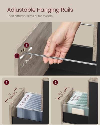 VASAGLE 2-Drawer File Cabinet, Small Rolling Filing Cabinet - Image 5