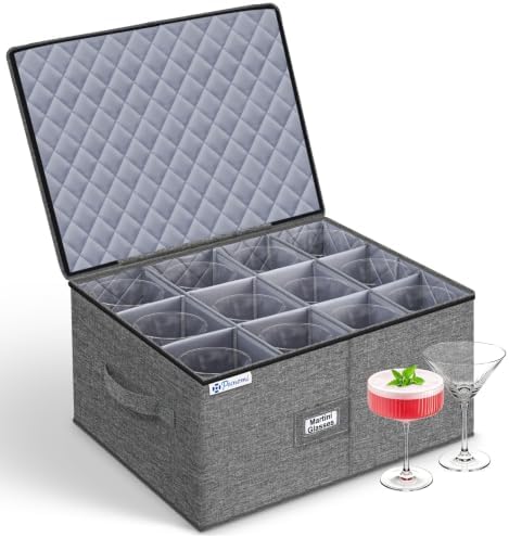 punemi Large Wine Glass Storage Box for Martini, Hard Shell Moving box by Punemi