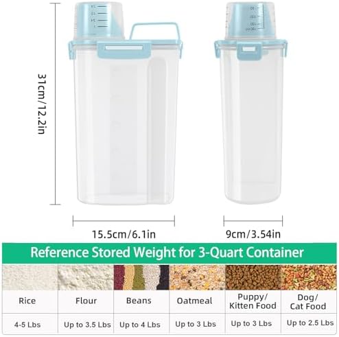 TBMax Rice Storage Container 3-5 Lbs Flour Container Cereal Dispenser with Measuring Cup, Airtight Dry Food Container Bin for Kitchen Pantry Storage Organization - Image 2