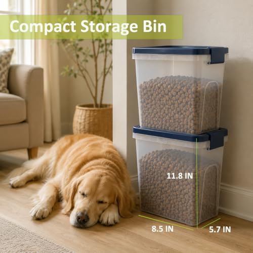 5-10 Lbs Airtight Cat Dog Food Storage Container, 8QT Compact Pet Food Bin - Image 4
