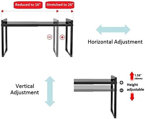 2 Pack Expandable Cabinet Shelf 7.9"D Adjustable Counter Riser Rack Black - Image 5