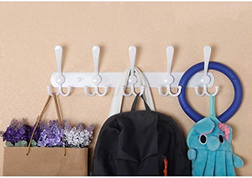 WEBI Coat Rack Wall Mount,Coat Hooks Wall Mount,Coat Hanger Wall,Wall Coat Rack,Hook Rack Rail,5 Triple Hooks for Hanging Coats,Jacket,Clothes,White,2 Packs - Image 3