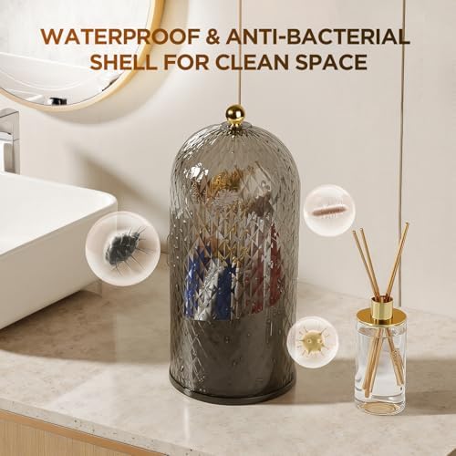 3 Slots Rotating Toothbrush Holders with Lid for Bathroom - Image 2