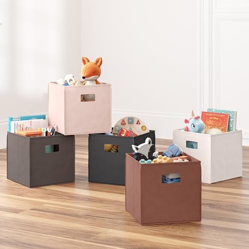 RiverRidge Folding Storage Bins - 2-pack of 10in Tall Brown Cubes - Image 2