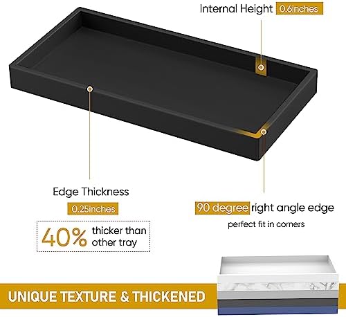Silicone Bathroom Tray,Shatterproof Bathroom Vanity Tray（Black 10.6*5.1 in） - Image 2