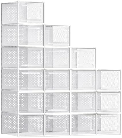 SONGMICS Shoe Boxes, Clear Plastic Sneaker Box, Pack of 18 by SONGMICSbySONGMICSHOME