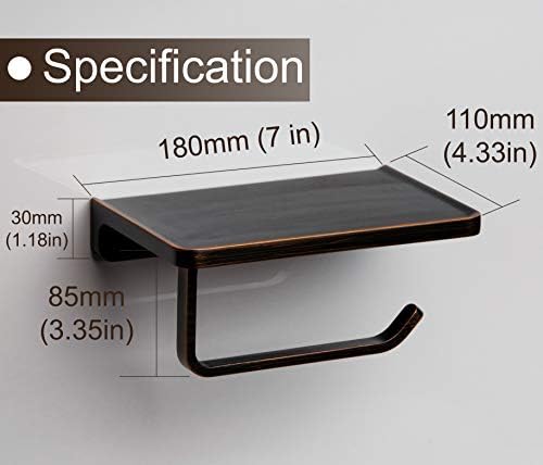 Linkaa Bronze Toilet Paper Holder with Shelf Oil Rubbed Bronze,Wall Mount - Image 6