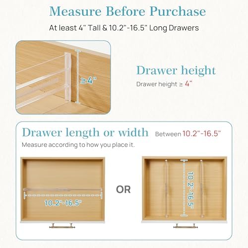 Vtopmart 18 Pack Drawer Dividers for Clothes, 4" High 10.2"-16.5" Adjustable Expandable Dresser Drawer Organizer, Clear Plastic Separators for Dresser, Baby Clothing, Underwear, Cosmetic, Toiletries - Image 3