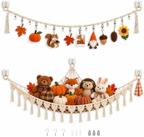 2pcs Stuffed Animal Storage Combo,Handcrafted Macrame Corner Hammock Net - Image 6