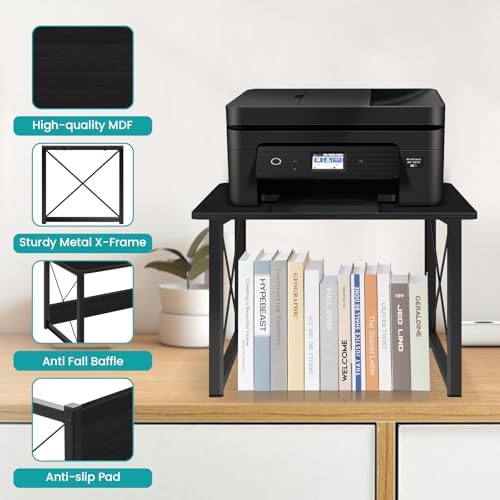 ELITEROO Desktop Printer Stand with Storage, Table Stand Small Desk Shelves - Image 6