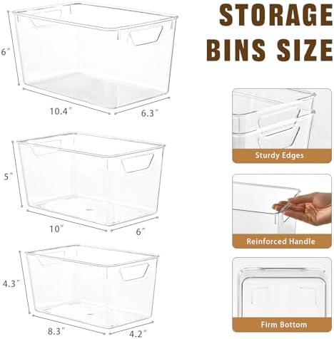 Freebat 12 Pack Pantry Organization and Storage,Clear Plastic Storage Bins - Image 2