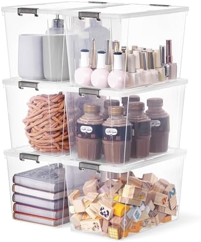 Citylife 6Packs 7.8Qt Plastic Storage Bins with Lids, Clear Organizer by CITYLIFEHomeOrganization