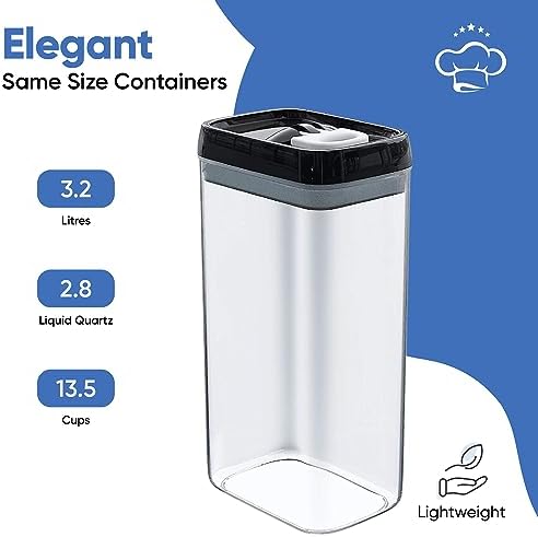 Chef's Path Airtight Food Storage Boxes with Labels - Kitchen Storage - Flour, Cereal, Pasta - Plastic Storage Boxes with Lids (4pcs-3.2L) - Image 4