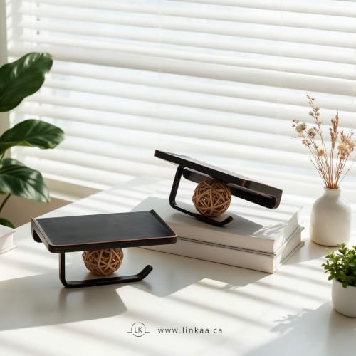 Linkaa Bronze Toilet Paper Holder with Shelf Oil Rubbed Bronze,Wall Mount - Image 2