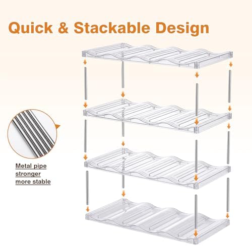 Large Compartment Water Bottle Organizer, Stackable Water Bottle Holder for Stanley 40 oz Tumbler, Clear Tumbler Organizer for Cabinet, Kitchen Pantry or Countertop, 3 Pack (4 Pack) - Image 4