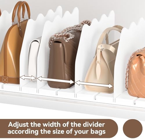 SOYO Adjustable Shelf Dividers for Closet, Purse Organizers for Bag, White - Image 5