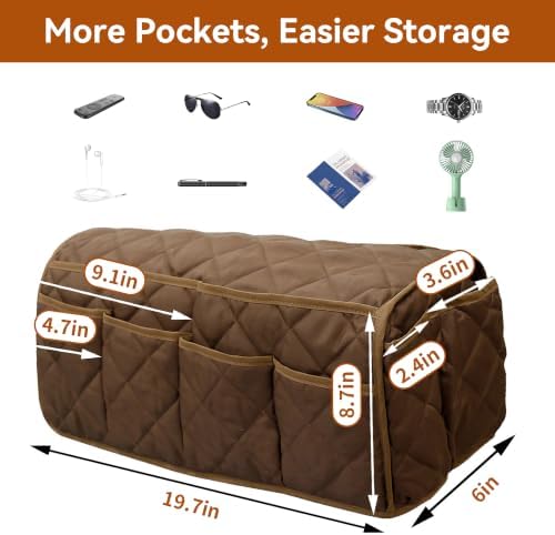 MEHIDFY Armchair Caddy, Waterproof Sofa Armrest Organizer, Non Slip Recliner Organizer, Remote Holder for Recline, Recliner Caddy with 14 Pockets Storage for TV Remote, Phone, Magazine (Brown) - Image 3