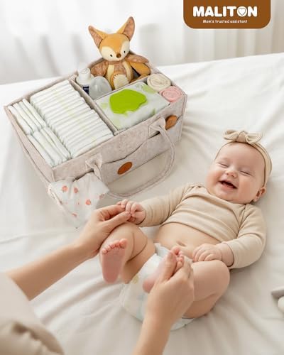 Maliton Felt Diaper Caddy Organizer for Changing Table - Large, Khaki - Image 2