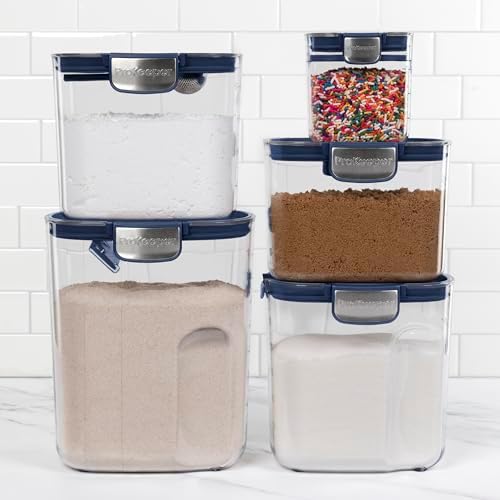 ProKeeper+ Airtight Food Storage Container Set – Clear Plastic Flour and Sugar Canister Set with Magnetic Accessories for Kitchen Organization (Navy, 9-Piece) - Image 4