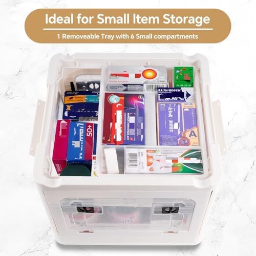 2-Tier Medicine Organizer - 22qt Plastic Foldable Storage Box with Handle - Image 5