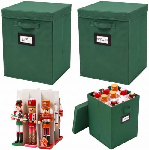 2 Packs Christmas Nutcracker Storage Box 16 Inch Hold 9 Nutcrackers Figurine Collectible with Dividers for Holiday Decor Carolers Santa Figure Nut Cracker Ornaments by Wesnoy