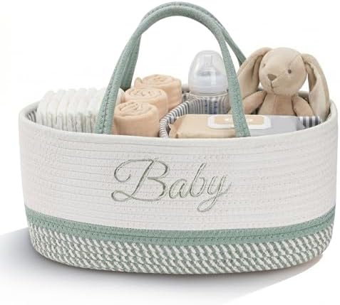 DUHEL Diaper Caddy Organizer, White Green by DUHEL