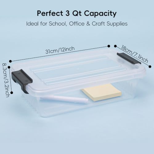 Small Storage Bins with Lids 10 Pack 3Qt Clear Stackable Containers Boxes - Image 2