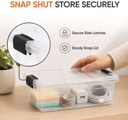 Superio 1.27 Quart Clear Plastic Storage Containers with Lids, Stackable Organizer Bins, BPA-Free Storage Boxes for Home, Office, Dorm & Classroom, 1 Pack - Image 6