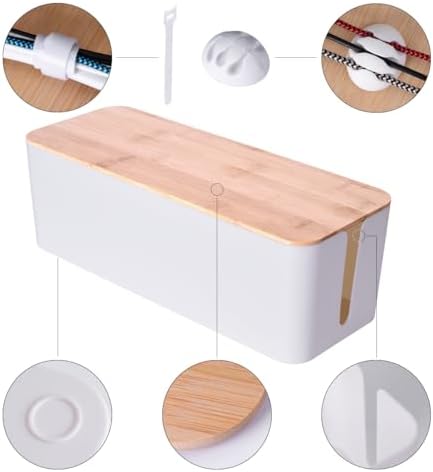Naeety 2Pack Cable Management Box,Wooden Style Cord Organizer Cord Hide Box - Image 5