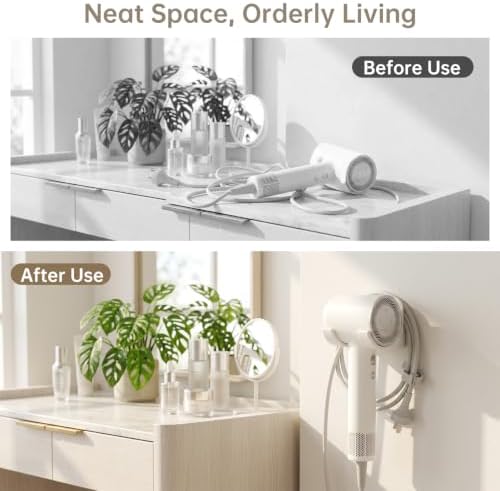 Hair Dryer Holder Wall Mount with Plug & Cord Organizer for Bathroom - Image 5