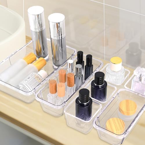 14 Pcs Adjustable Drawer Organizer, Clear Drawer Organizer Expendable - Image 6