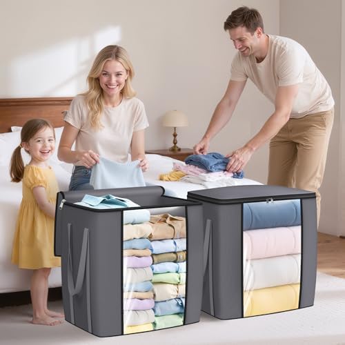 TasticTotes 120L Extra Large Blanket Clothes Storage Bags, Gray, 1 Pack - Image 6