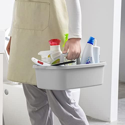 Large Cleaning Supplies Caddy Portable Shower Caddy Basket Light Gray 2Pk - Image 2