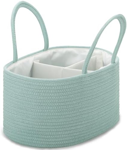 COMSE Large Cotton Rope Baby Diaper Caddy Organizer, Light Green by COMSE