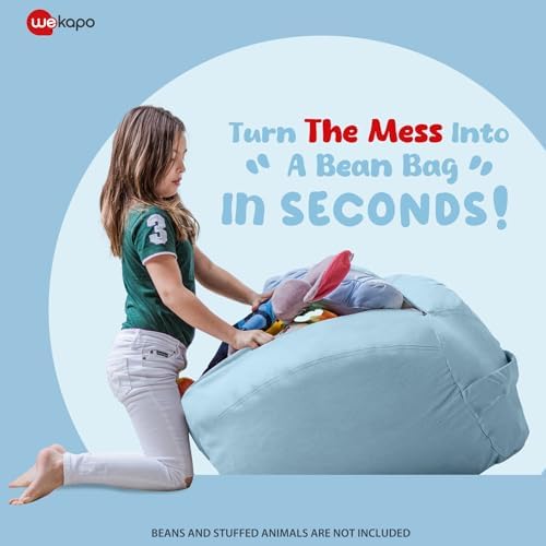 WEKAPO Stuffed Animal Storage Bean Bag Chair Cover for Kids - Image 3