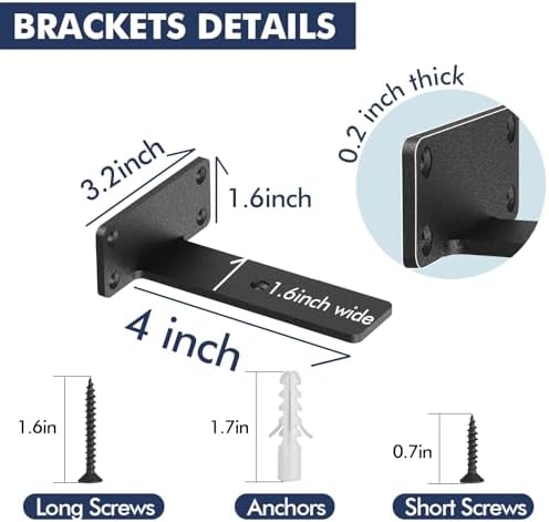 Starunder 8 Inch Floating Shelf Brackets,4 Pack L‑Shape Shelf Supports - Image 2