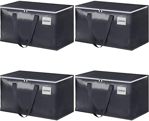 StorageRight Heavy Duty Moving Boxes-Moving Bags with Zipper, Reinforced Handles and Tag Pocket-Collapsible Moving Supplies-Totes for Storage Great for moving, Storage and Travel 93L(Gray-4 Pack) by StorageRight