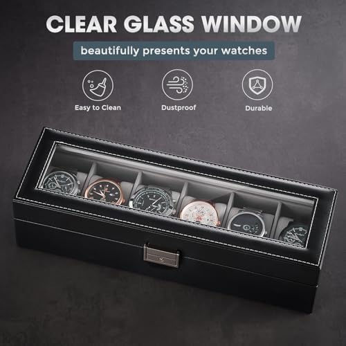 ProCase 6 Slots Watch Case Box for Men -Black - Image 2