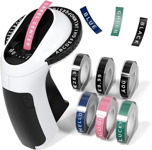 Label Maker, Manual Embossing Label Maker with 6 Tapes for School Supplies by Phomemo