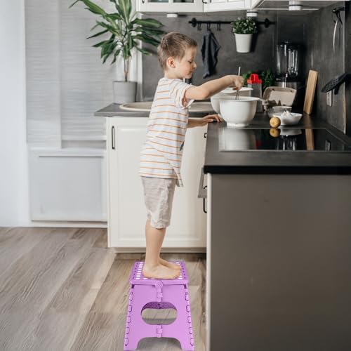 Delxo Folding Step Stool 11 Inch,300 Lbs Step Stool for Kids&Adults Purple - Image 3