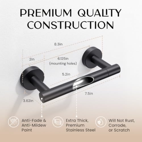 Day Moon™ - Matte Black Toilet Paper Holder Wall Mount - Modern Roll Holder - Image 2
