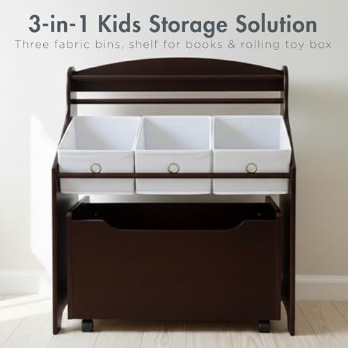 Humble Crew 3 in 1 Kids Bookshelf, Toy Organizer and Rolling Toy Box, Wood - Image 3
