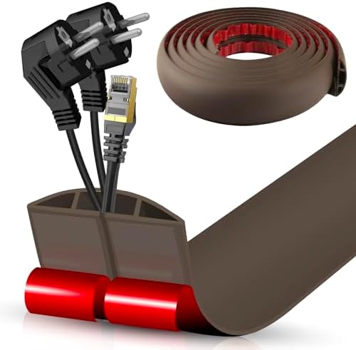 Floor Cord Cover Cable Cavity Self Adhesive Cord Hider Floor Floor Cable Management Power Cord Protector Floor Electric Cord Covers for Offices, Gym, Exhibitions (CoffeeBrown, 2.36" x 10') by DBHXXMB-HH