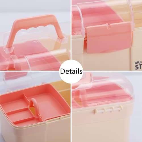 Kinsorcai 11'' Plastic Storage Box with Removable Tray, Multipurpose Organizer for Sewing, Art & Craft, Cosmetic (White) - Image 4