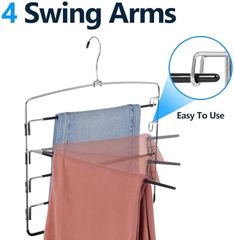 Pants Hangers 6 Pieces, Space Saving Closet Organizer for Jeans & Trousers - Image 2