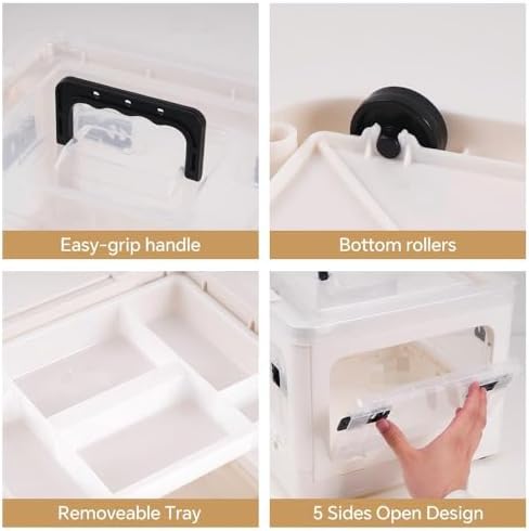 2-Tier Medicine Organizer - 30qt Plastic Foldable Storage Box with Handle - Image 3